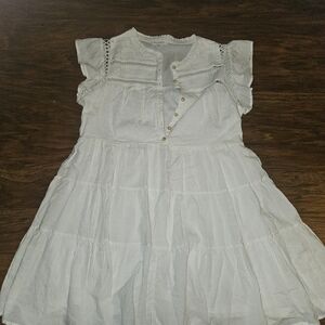 Blu Pepper White Tiered Eyelet Dress L